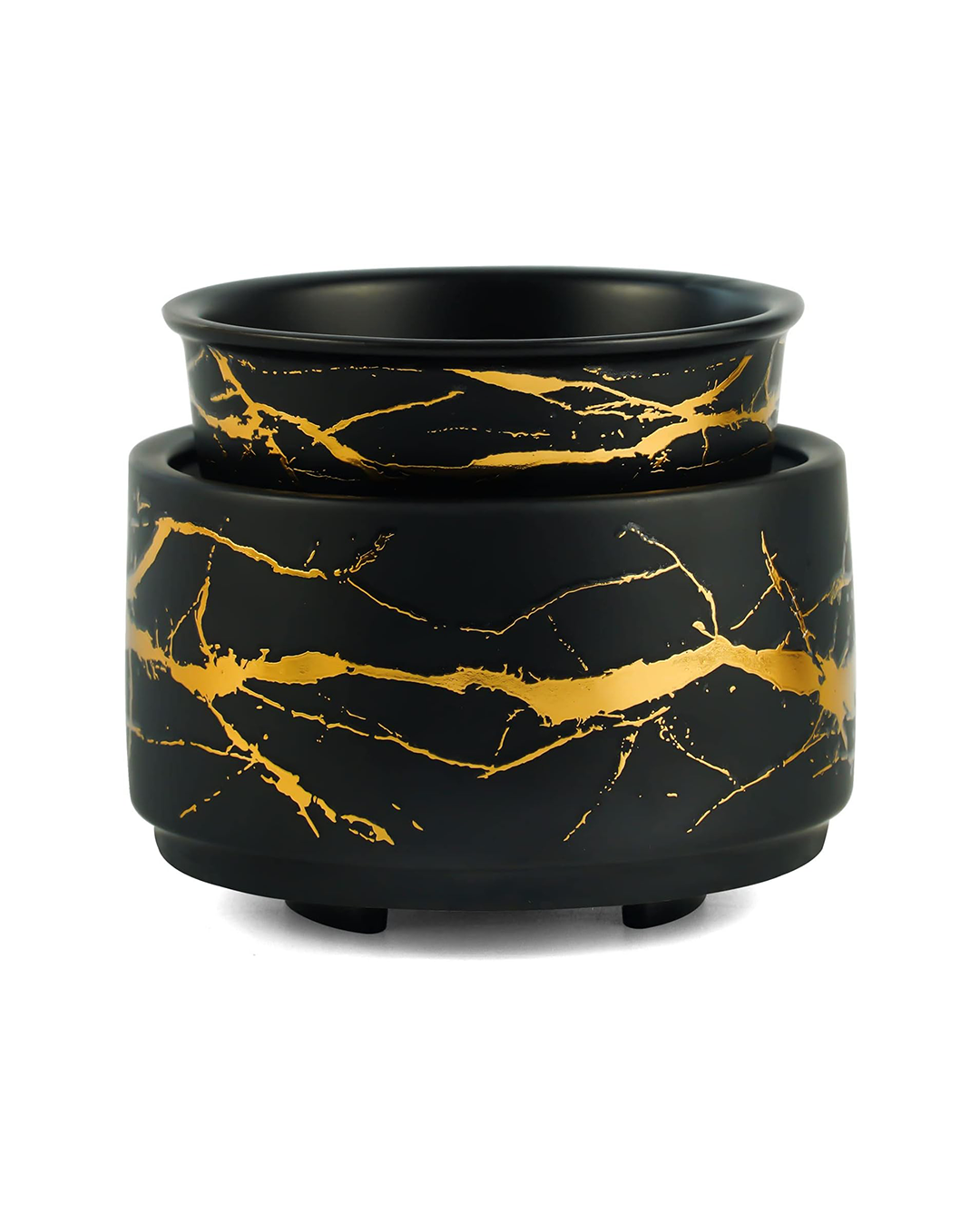 Wax Melt Burner Ceramic 3-in-1 Oil Burner Electric Candle Wax Burner (Black Gold)